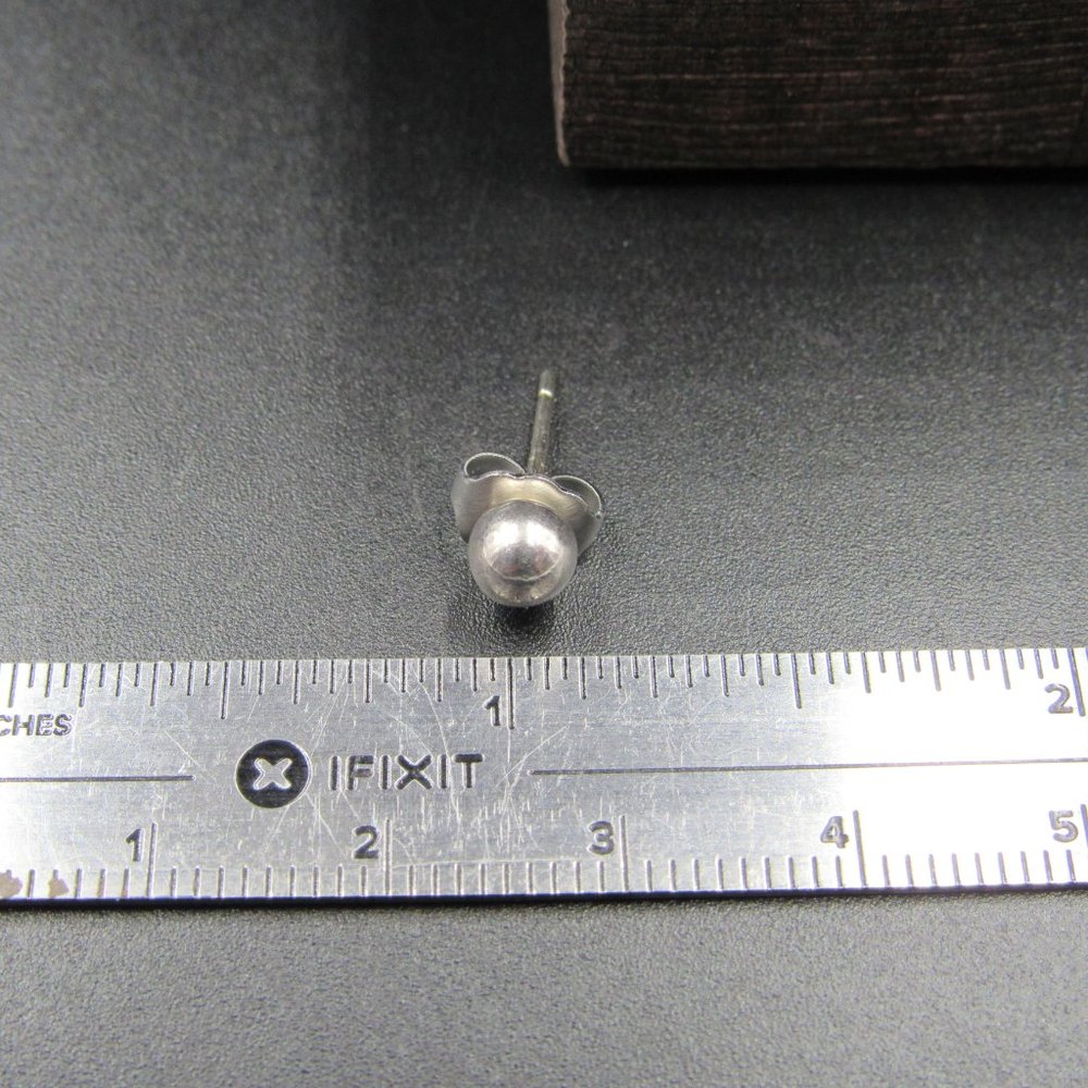 Sterling Silver Tiny Plain Ball Stud Earrings - image 5